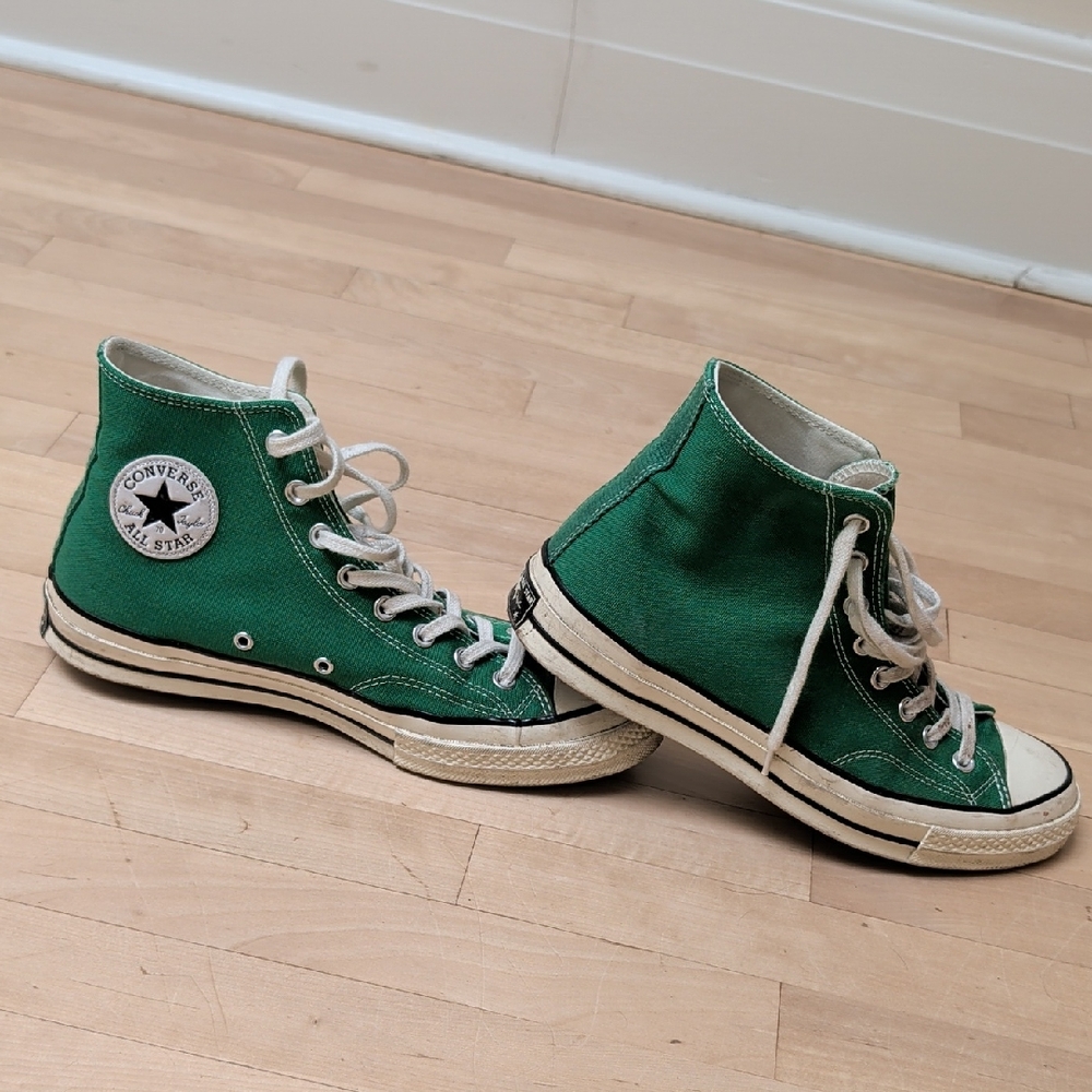 Converse Green High Top Canvas Sneakers with White Accents